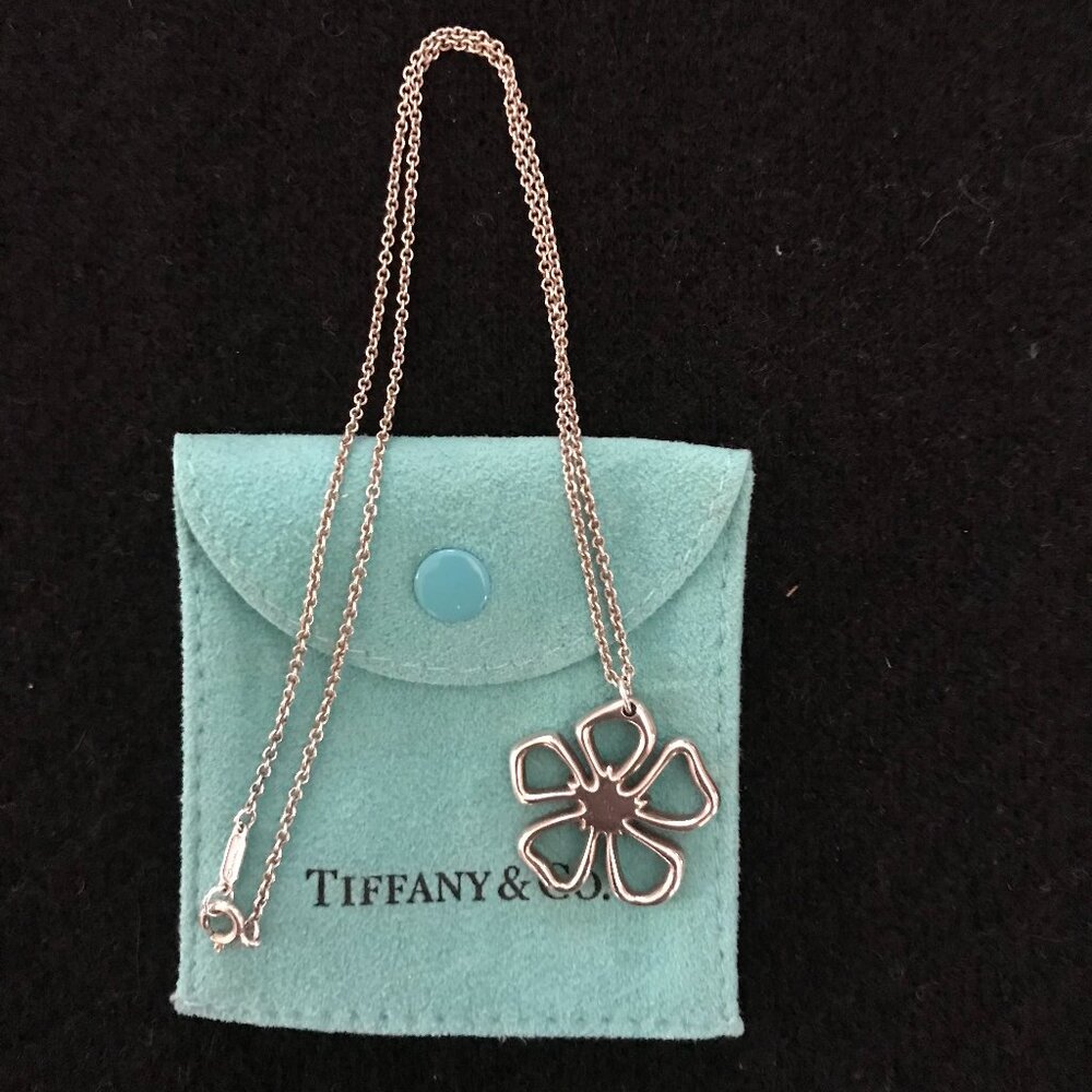 Authentic Tiffany Sterling Silver Flower Necklace